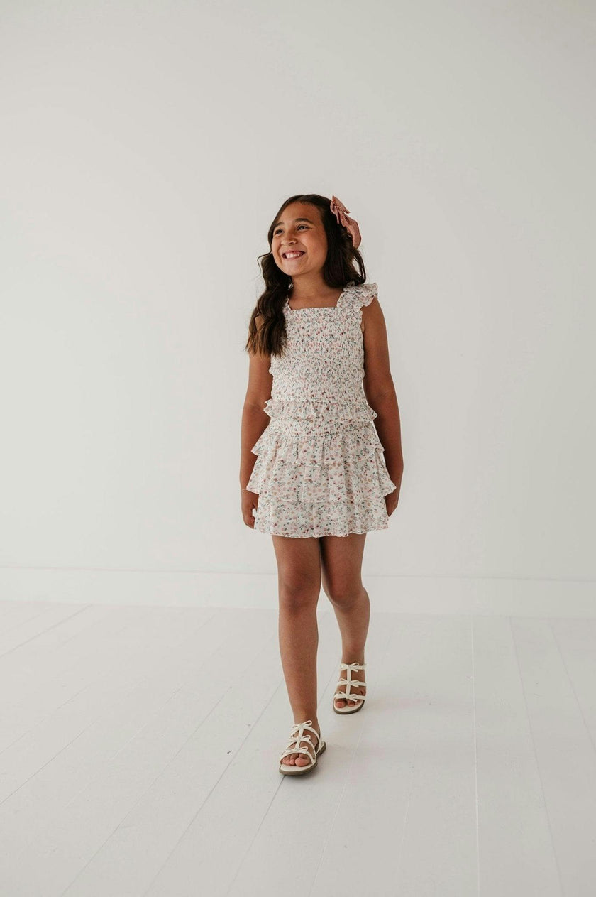 Girls Tiered Mini Skirt in Wildflower