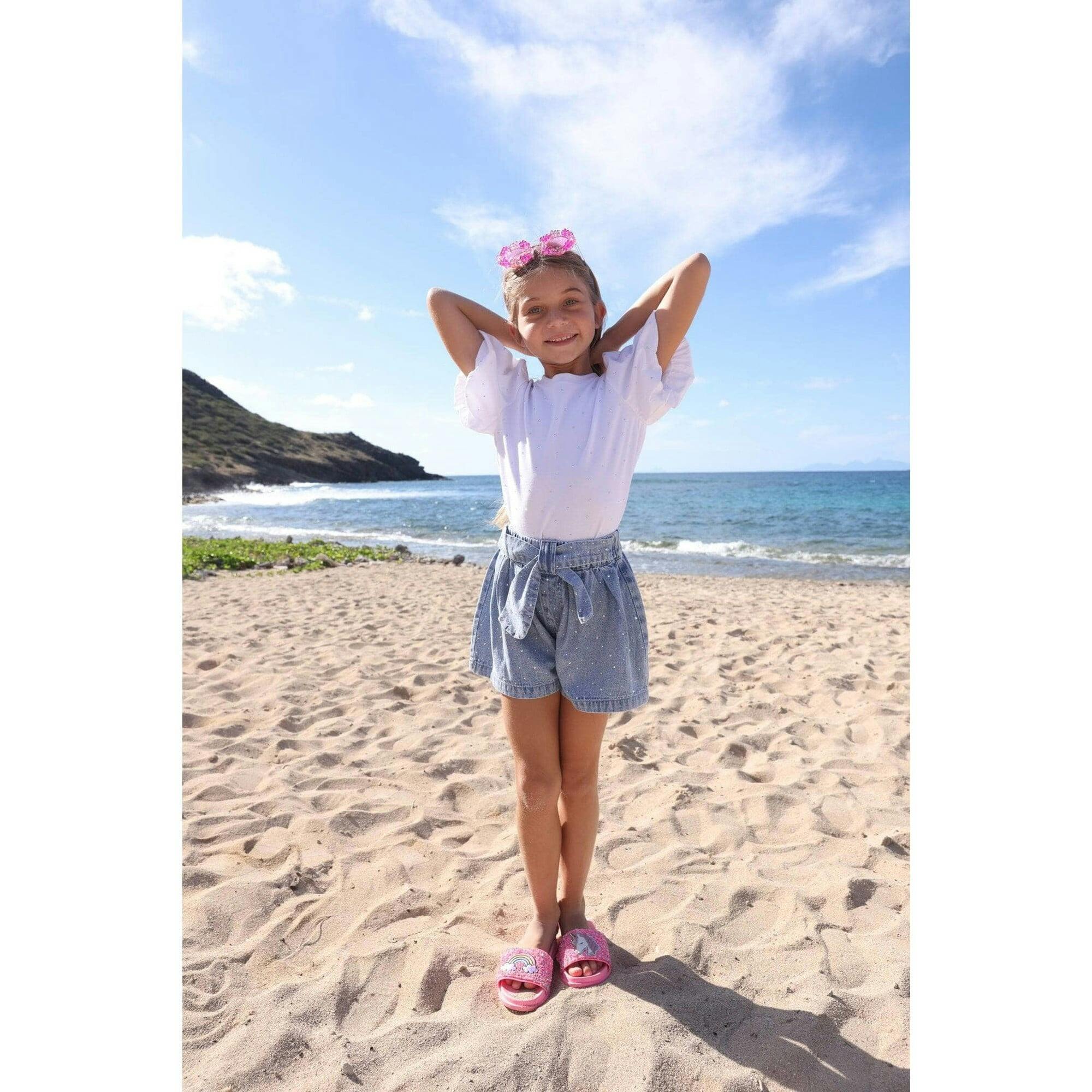 Sparkle Bow Denim Short