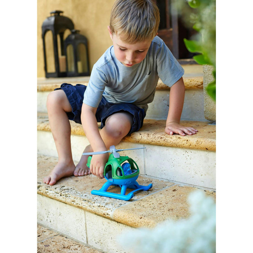 Green Toys: Helicopter Green - Blue Pilot Character Play Vehicle