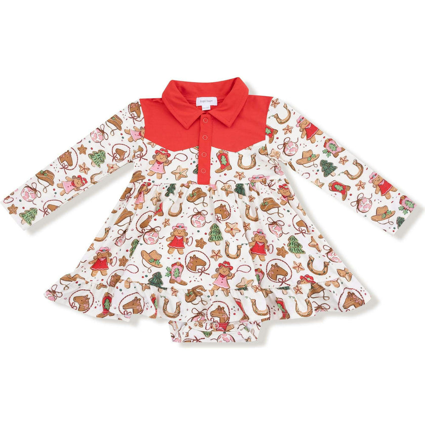 Cowgirl Christmas - Long Sleeve Cowgirl Bodysuit Dress