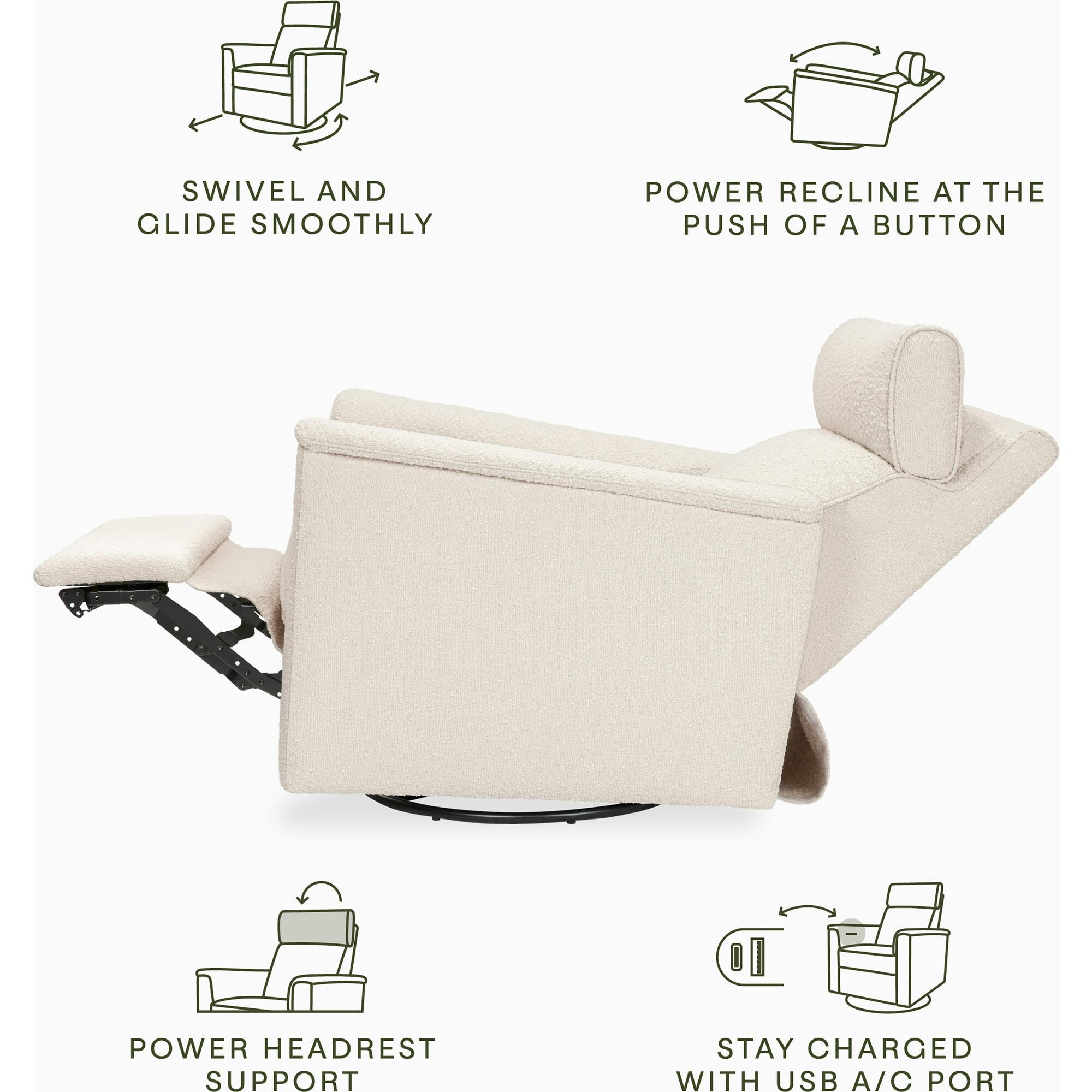 Willa Plus Power Glider Recliner w/ Power Headrest in Performance Ivory Boucle