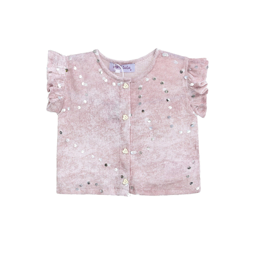 Mauve Cream Sequin Shorts Set