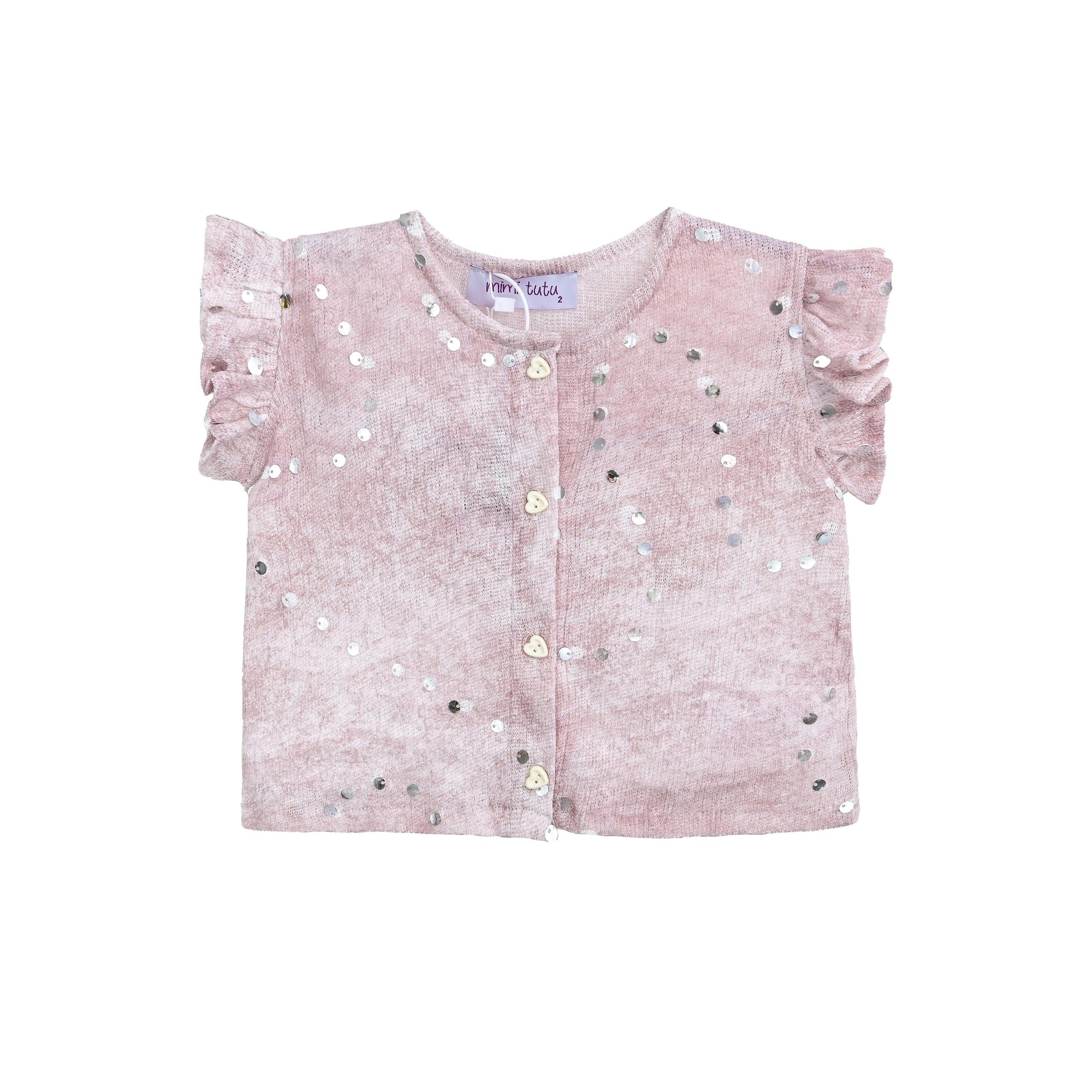 Mauve Cream Sequin Shorts Set