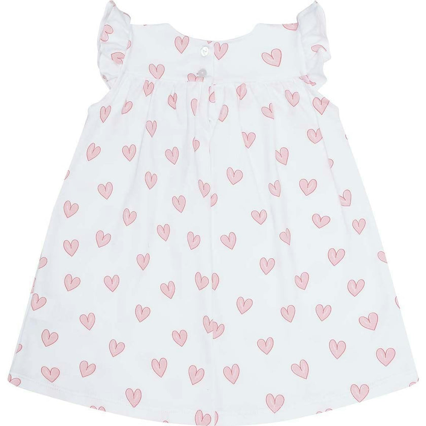 Pink Heart Print Scoop Neck Dress