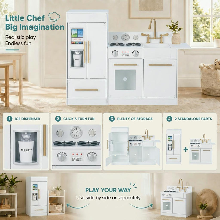 Little Chef Charlotte Modern Play Kitchen, White/Gold