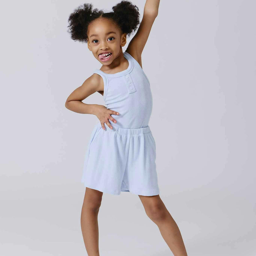 Girls Pointelle Tank in Cloud Blue