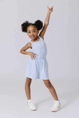 Girls Pointelle Tank in Cloud Blue