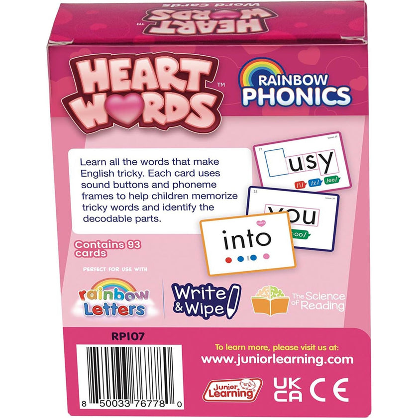 Rainbow Phonics - Heart Words - 93 Word Cards