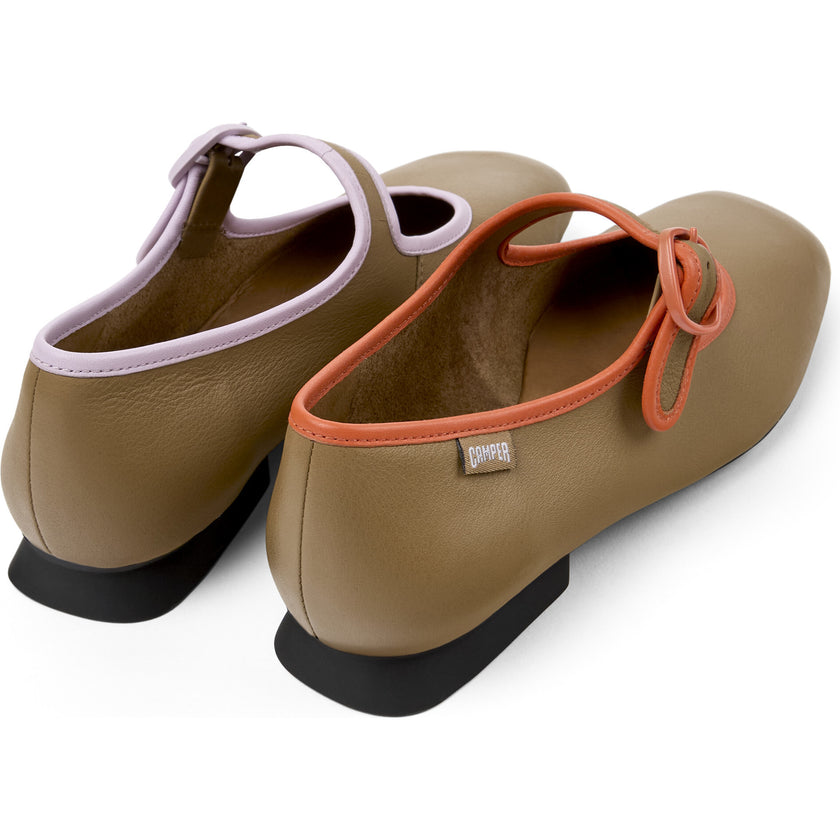 Women's Casi Myra Twins Contrast Piped Square Toes Ballerina Shoes