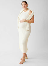 A-Line Sweater Knit Maternity Nursing Midi Dress
