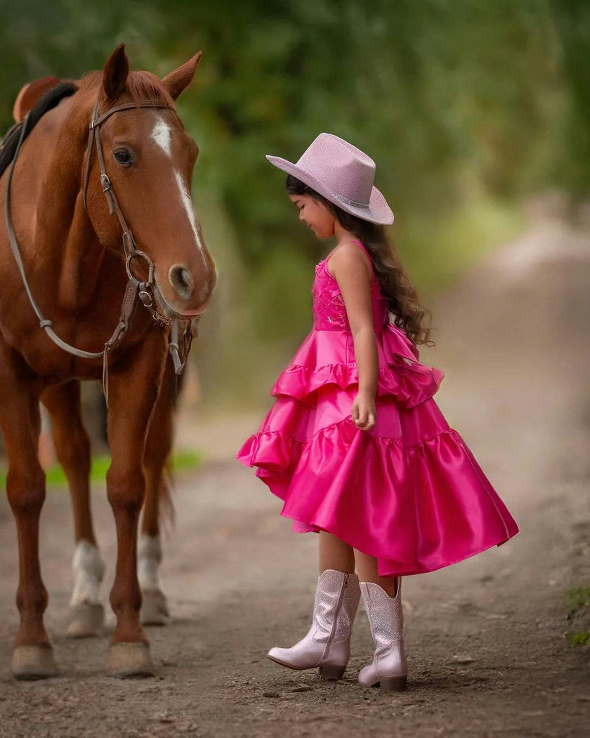 Wildflower Cowgirl Hot Pink Ruffle Birthday Dress for Girls