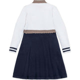 Organic Mock Neck Henley Sweater Dress, Blue