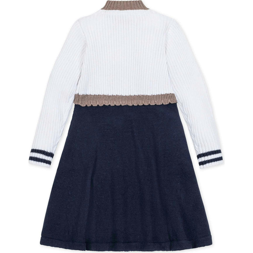 Organic Mock Neck Henley Sweater Dress, Blue