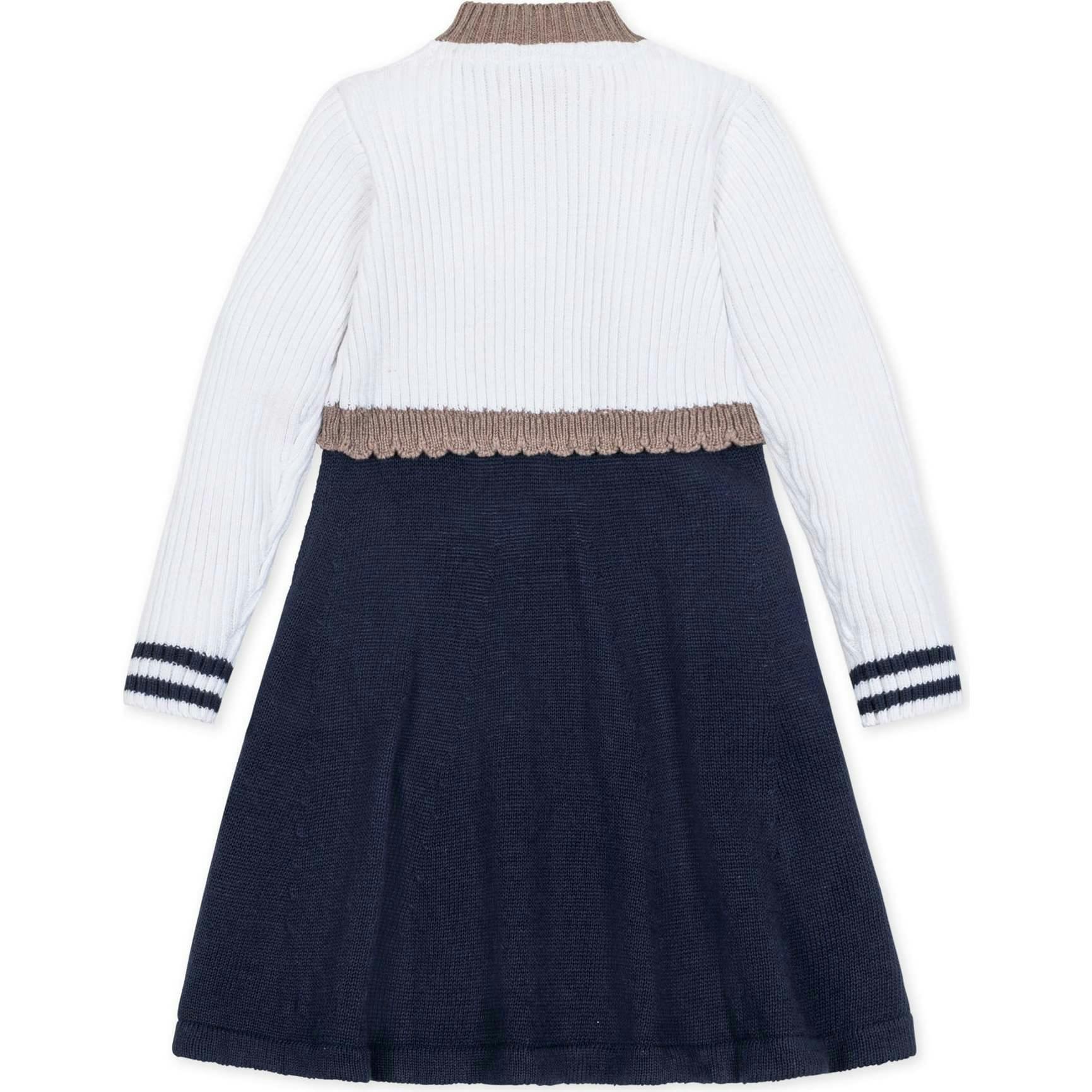 Organic Mock Neck Henley Sweater Dress, Blue