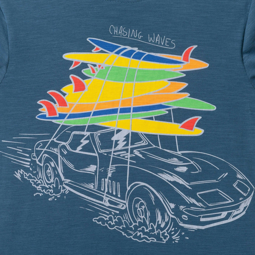Big Kid Boys Graphic Tee | Navy Surfing