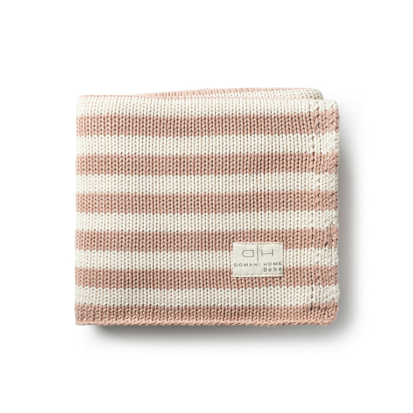 Iconic Stripe Knit Baby Blanket - Blush