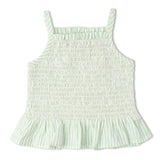 Organic Smocked Top And Bloomer Set - Basil Stripes