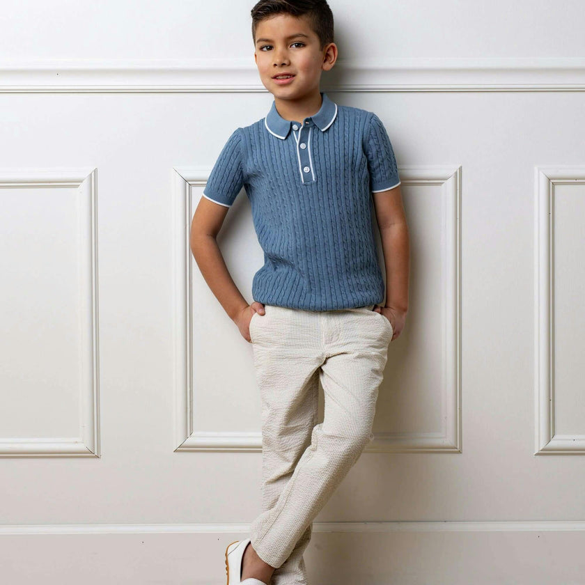 Organic Seersucker Suit Pant, Beige