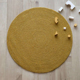 Neethu Hand-Crafted Felted Wool Round Rug, Yellow