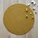 Neethu Hand-Crafted Felted Wool Round Rug, Yellow