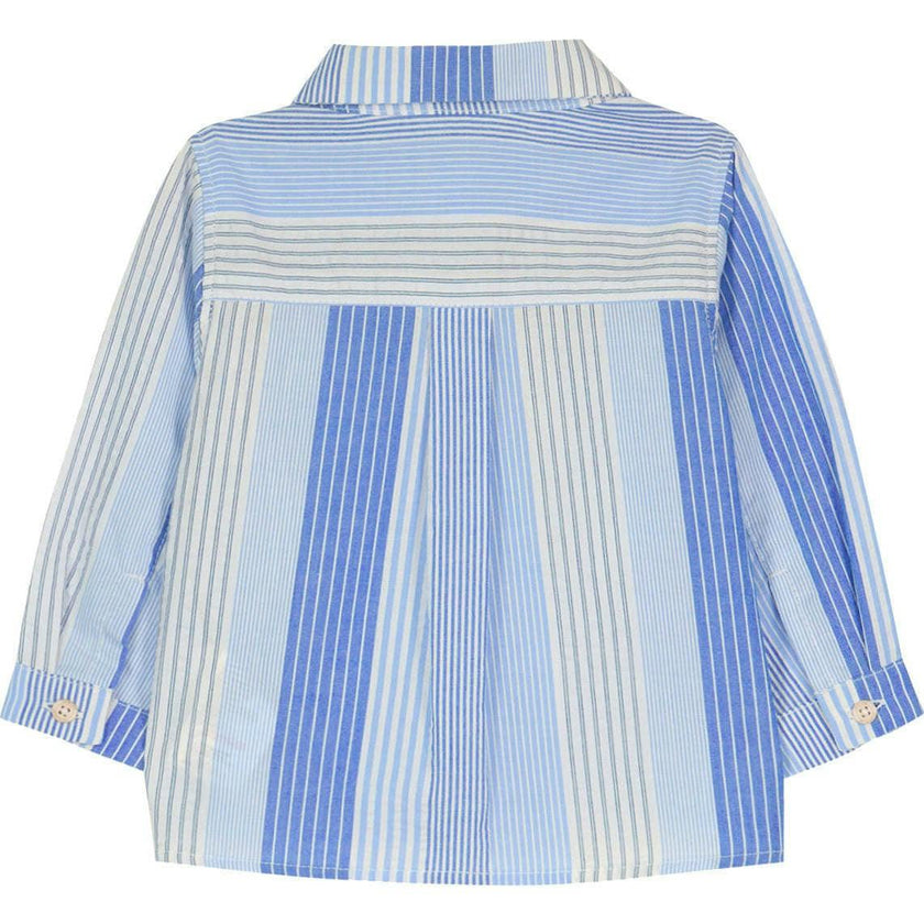 TARTINE ET CHOCOLAT Aegean Striped Baby Shirt - Blue