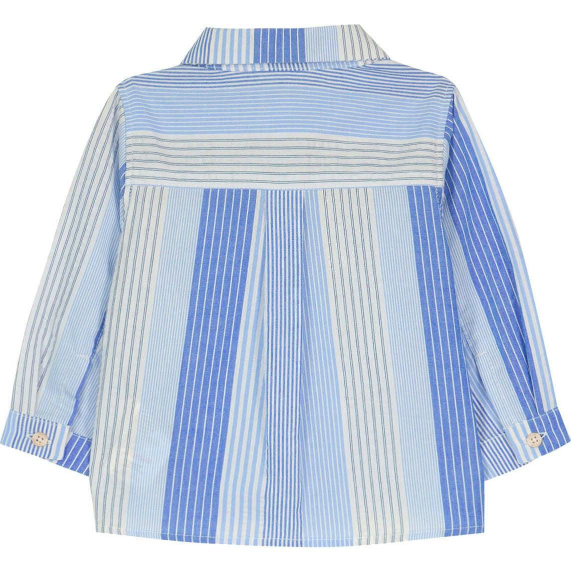 TARTINE ET CHOCOLAT Aegean Striped Baby Shirt - Blue