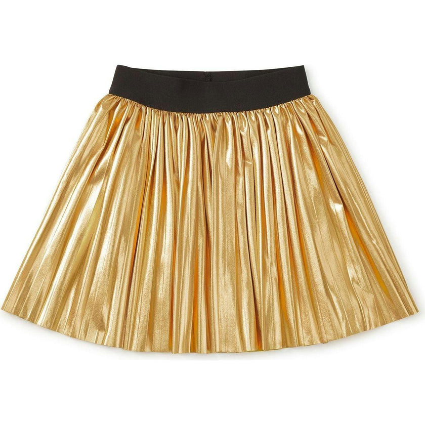 Pleated Metallic Twirl Skirt