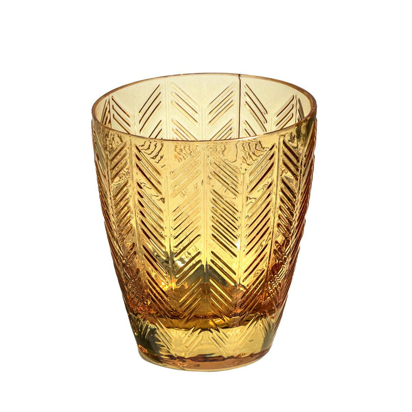 Wine Glasses ZIG ZAG Set of 6  Amber 9.8 oz, diam. 3.25", H 3.75"