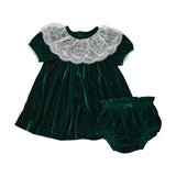 Baby Girls Caroline Dress Set - Evergreen Velour