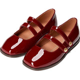 Diana Glossed-Leather 2-Strap Mary Jane Shoes