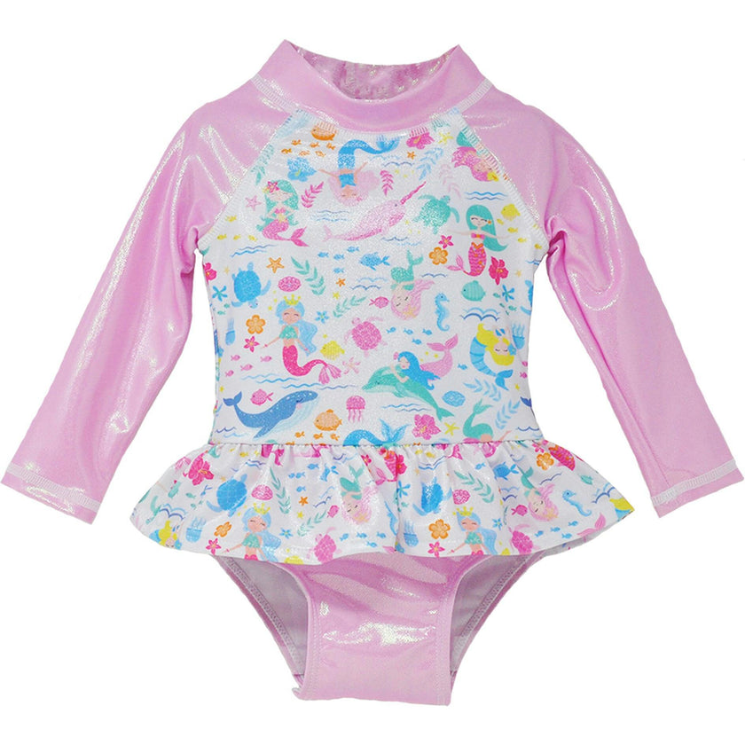 UPF 50+ Alissa Infant Ruffle Rash Guard Swimsuit - New