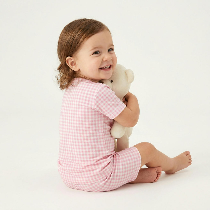 Sugar Gingham Short Sleeve & Shorts Bamboo Toddler Pajama Set