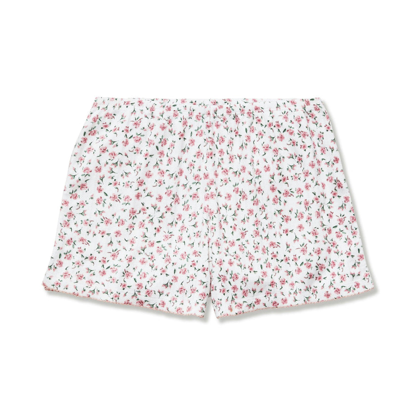 Women's Pointelle Shorts in Pink Floral
