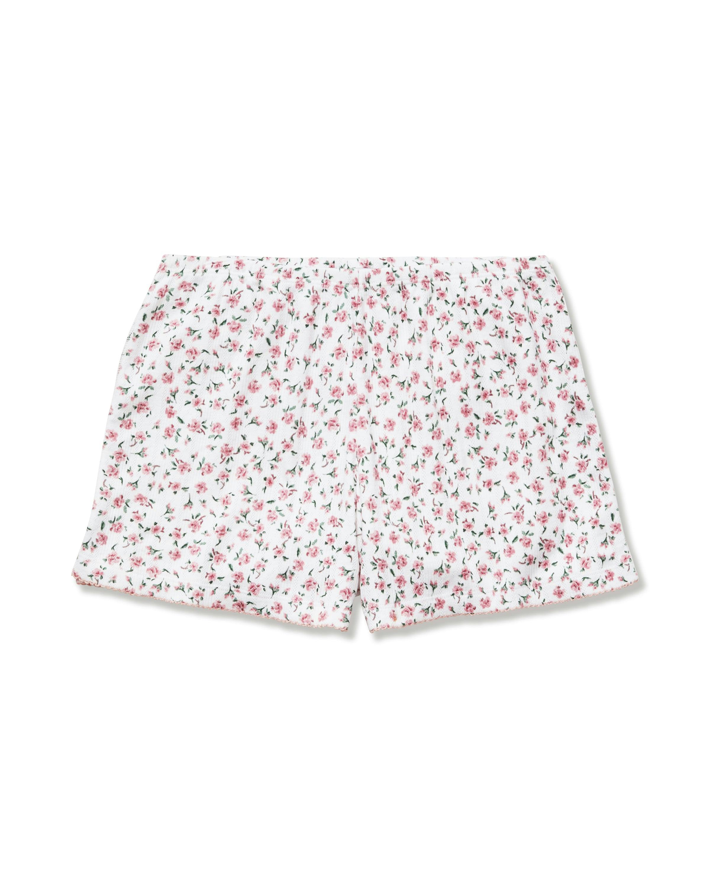 Women's Pointelle Shorts in Pink Floral