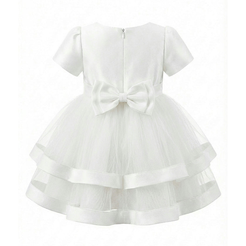 White Suttona Satin Bow Dress