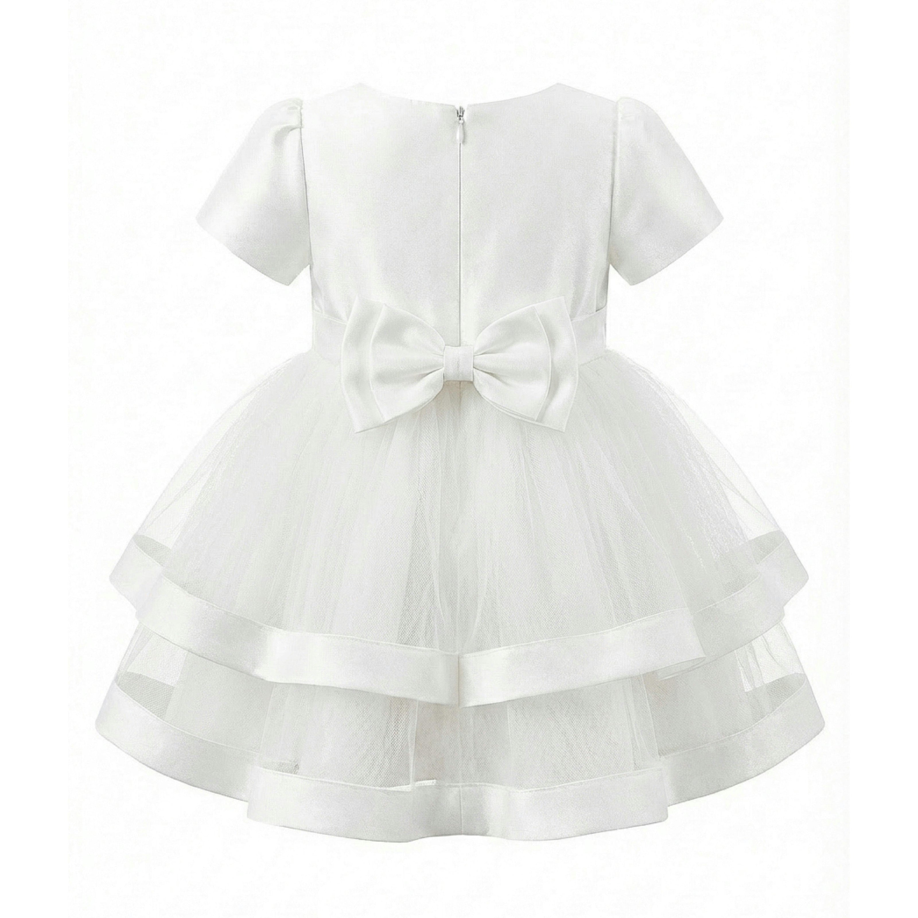 White Suttona Satin Bow Dress