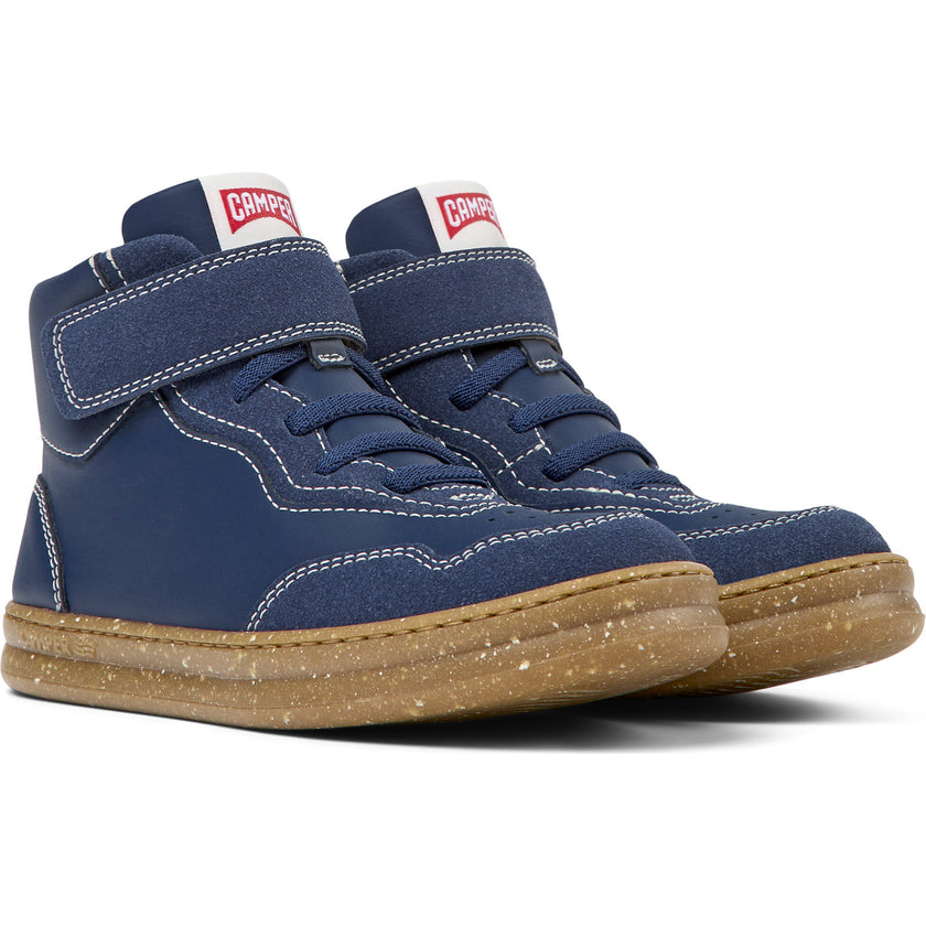 Runner Four Ankle Velcro Closure Leather Sneakers, Blue