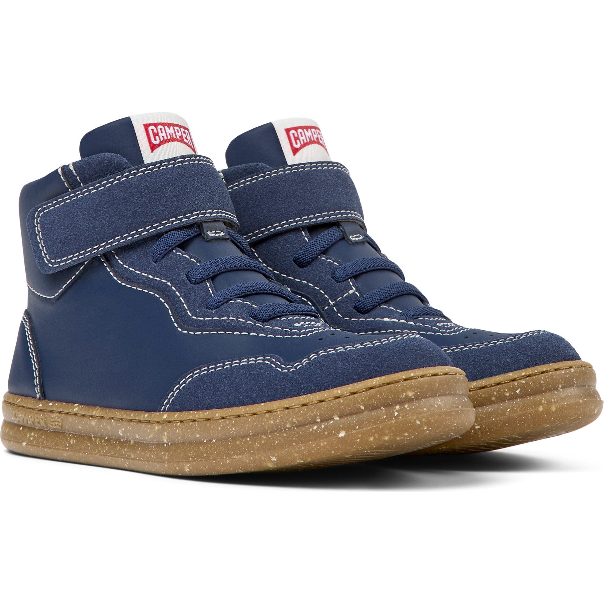 Runner Four Ankle Velcro Closure Leather Sneakers, Blue