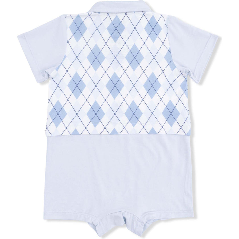 Short Playsuit, Golf Trellis Blue