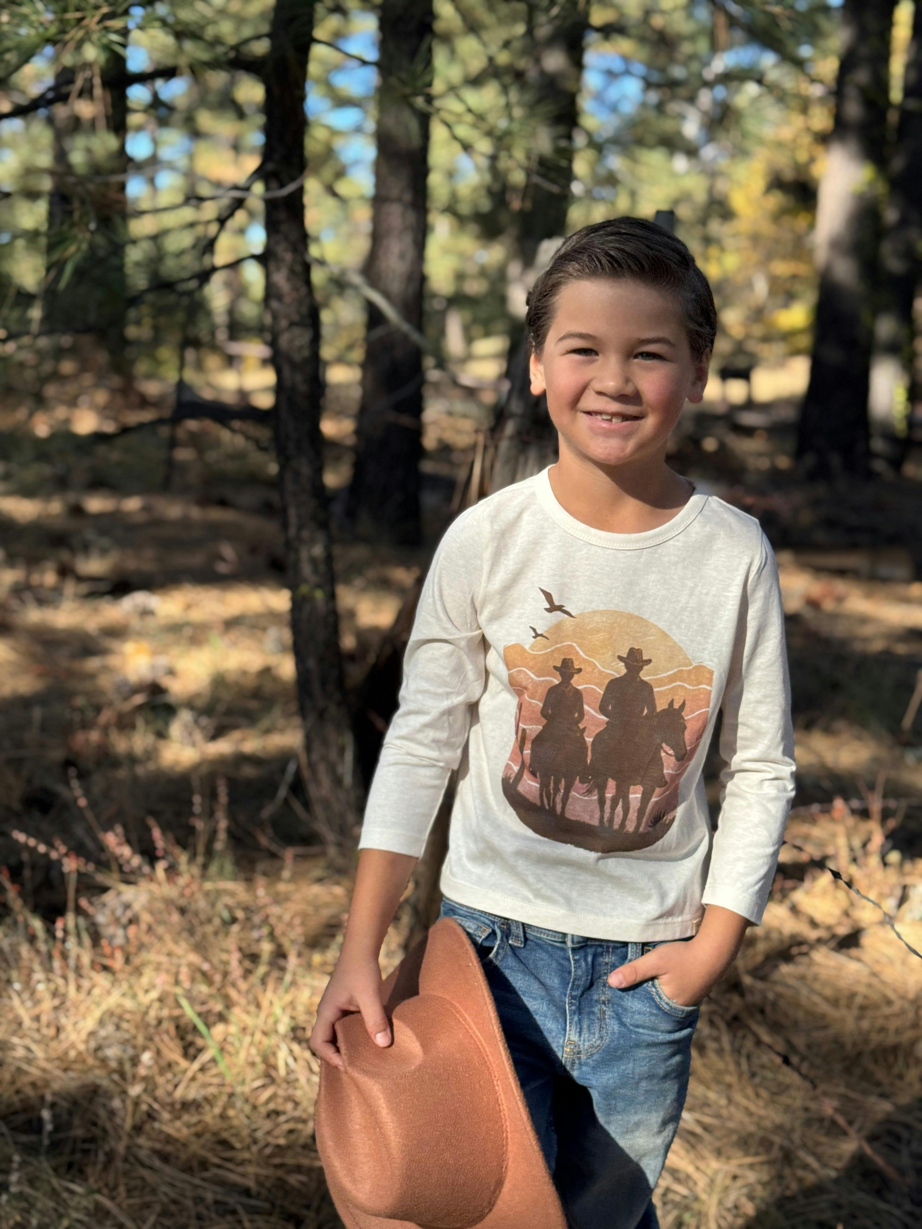 CHEROKEE Cowboy Sunset Printed Tee