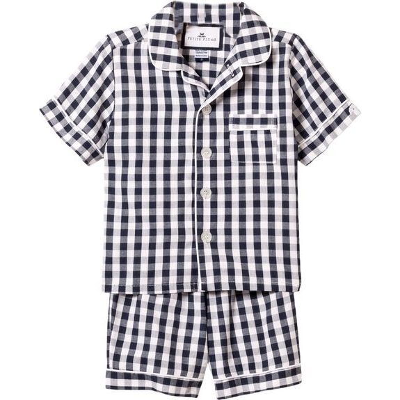 Navy Gingham Short Set, Navy