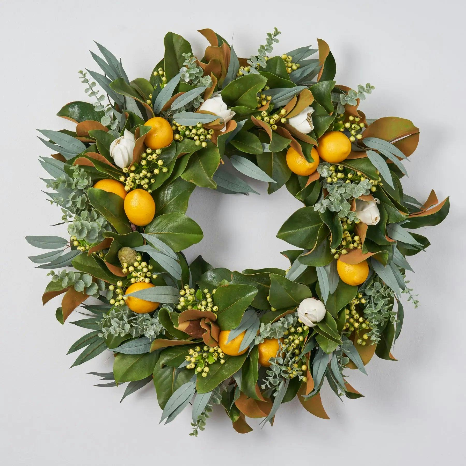 Fresh Citrus Real Touch Magnolia & Lemons, Eucalyptus Spring Estate Wreath