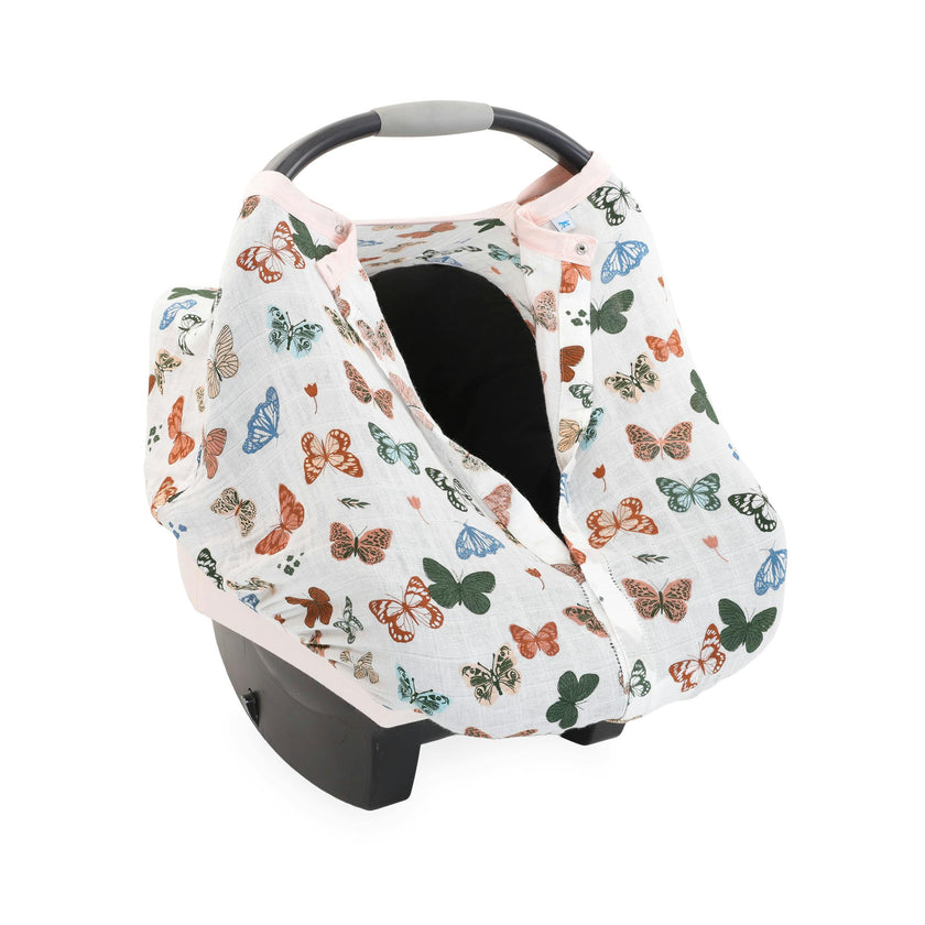 Cotton Muslin Car Seat Canopy - Butterflies
