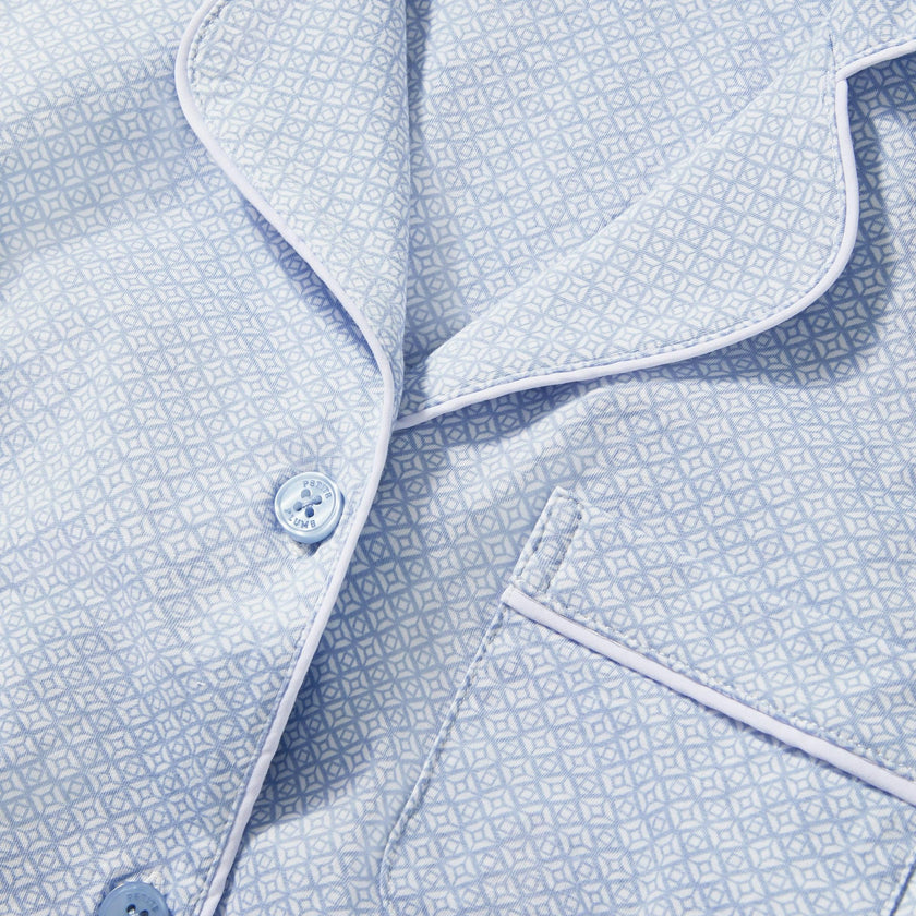 Women's Lightweight Pima Cropped Pajama Set in Periwinkle Geo