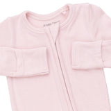Solid Veiled Pink Rib - 2 Way Ruffle Back Zipper Footie