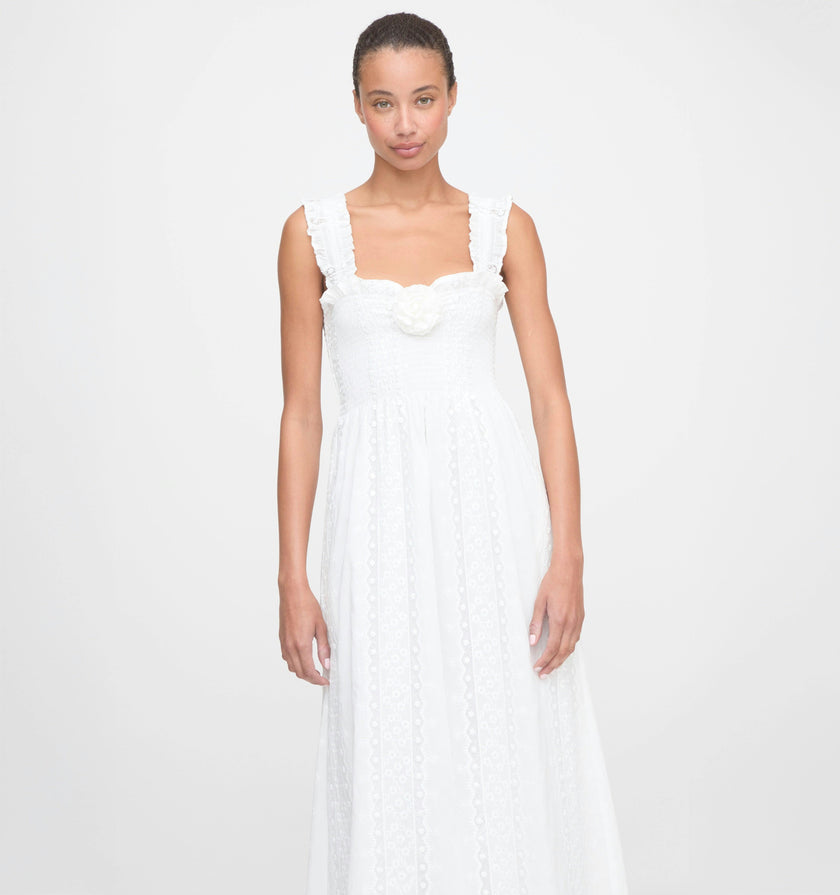 The Rosetta Nap Dress - White Broderie Voile