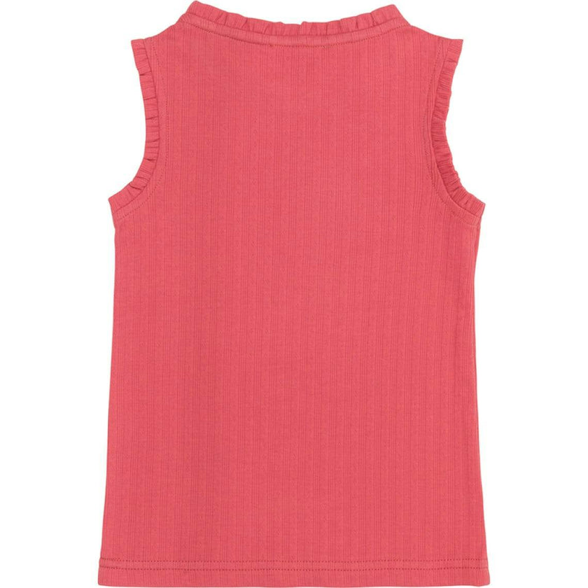 Girls Poppy Red Ruffle Pointelle Tank