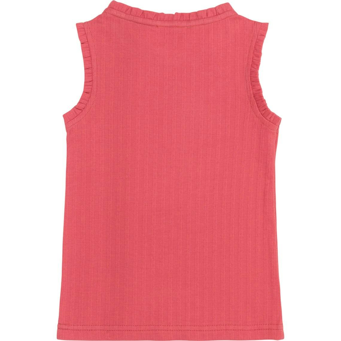 Girls Poppy Red Ruffle Pointelle Tank