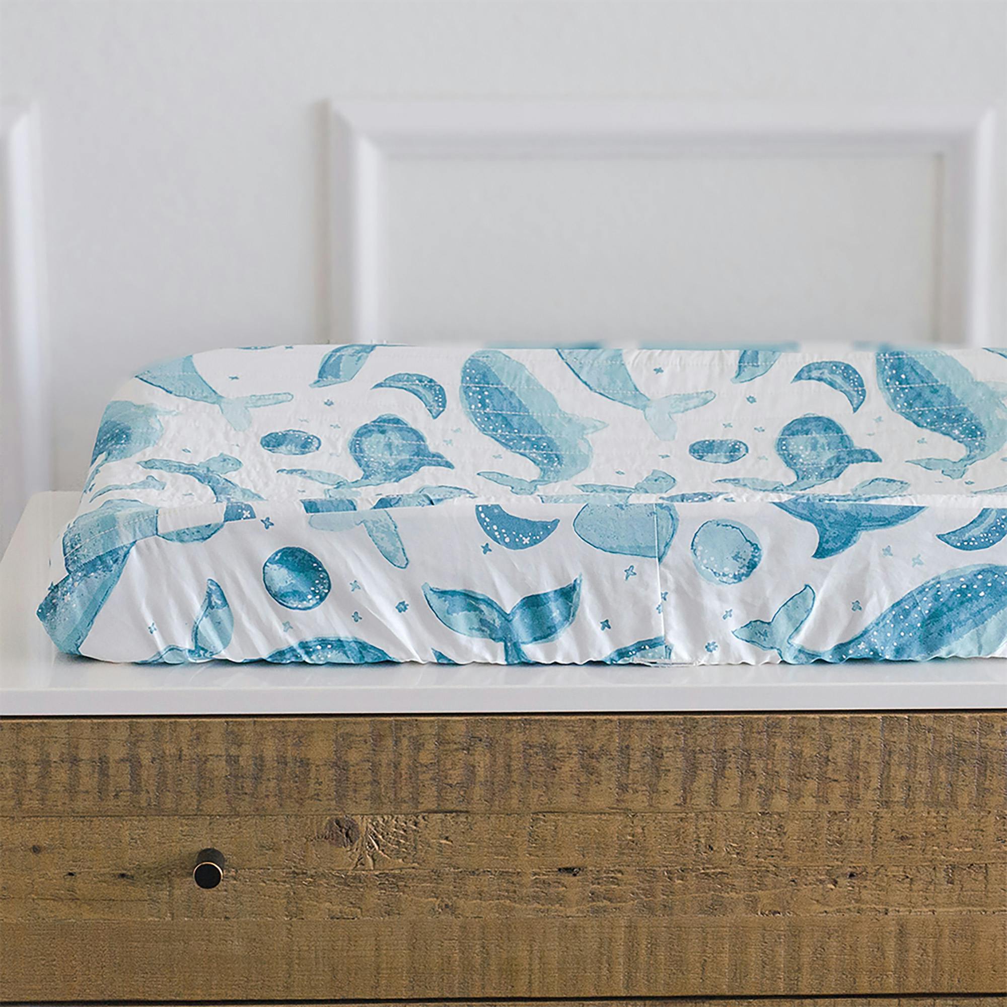 Caspian Whale Cotton Quilted Change Pad Cover