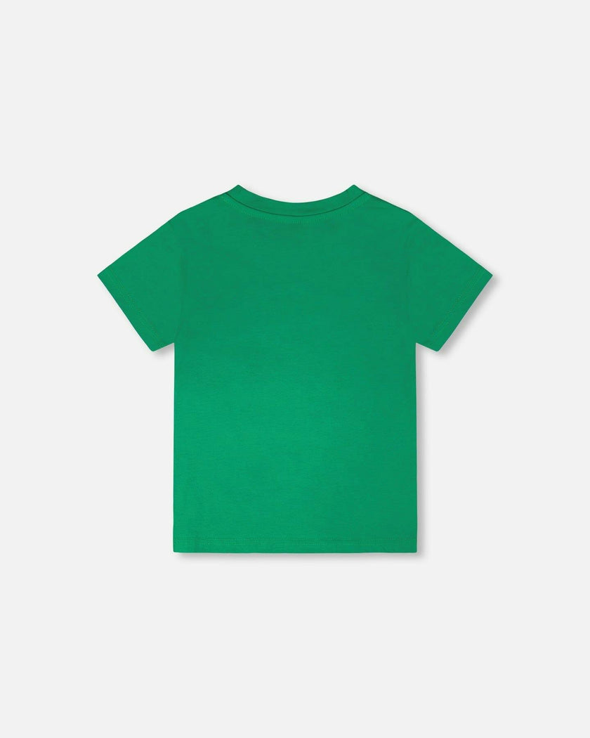 Organic Cotton Jersey T-Shirt With Print Green